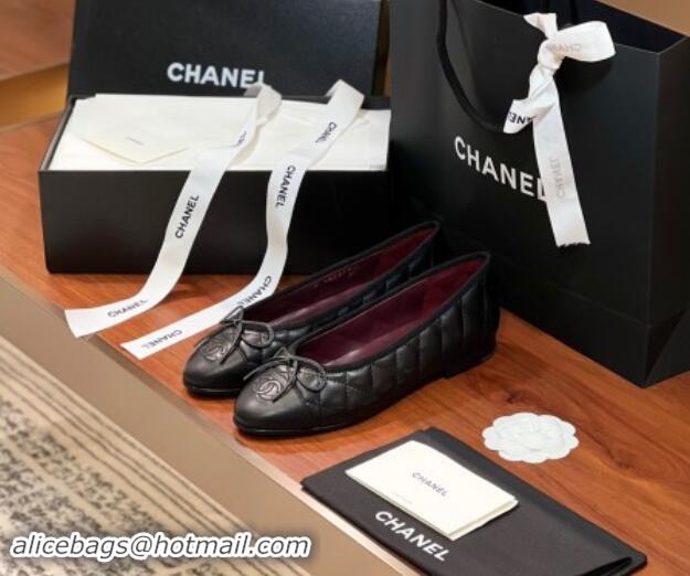 Good Product Chanel Quilted Lambskin Classic Ballerinas Black/Burgundy 120301