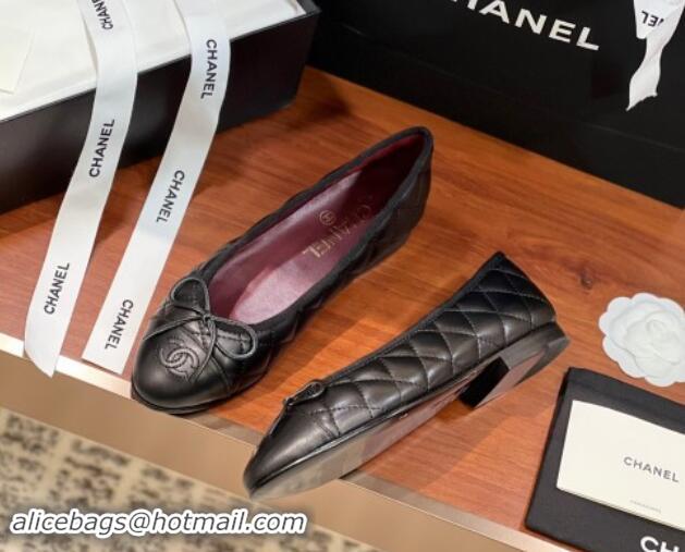 Good Product Chanel Quilted Lambskin Classic Ballerinas Black/Burgundy 120301