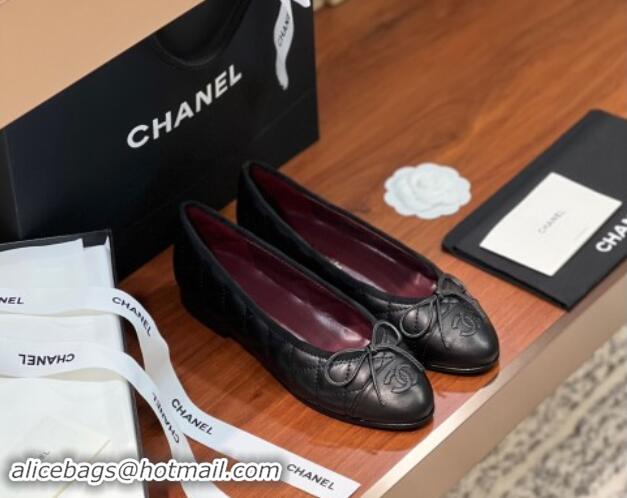 Good Product Chanel Quilted Lambskin Classic Ballerinas Black/Burgundy 120301