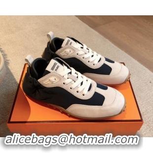 Best Product Hermes Technical Canvas and Suede Sneakers Dark Blue 1008071