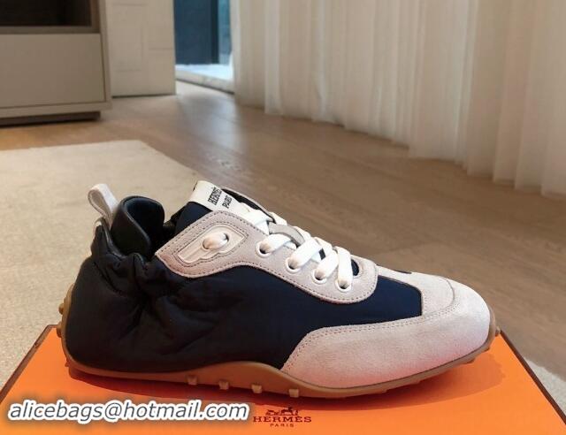 Best Product Hermes Technical Canvas and Suede Sneakers Dark Blue 1008071