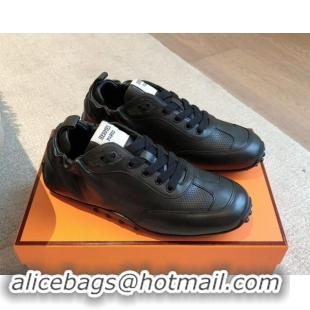 Buy Discount Hermes Perforated Calfskin Sneakers Black 1008073