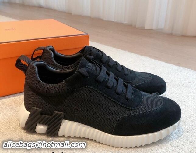 Most Popular Hermes Bouncing Sneakers in Technical Mesh and Suede Black 1008074