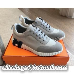 Best Price Hermes Bouncing Sneakers in Technical Mesh and Suede Grey/Dark Blue 1008075