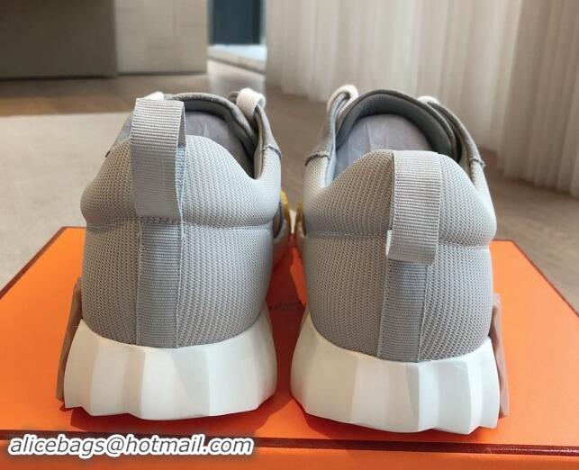 Discount Hermes Bouncing Sneakers in Technical Mesh and Suede Grey 1008078