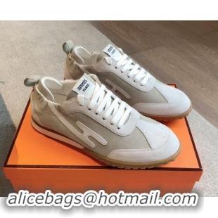 Popular Style Hermes Jet Sneakers in Suede Grey/White 1008088