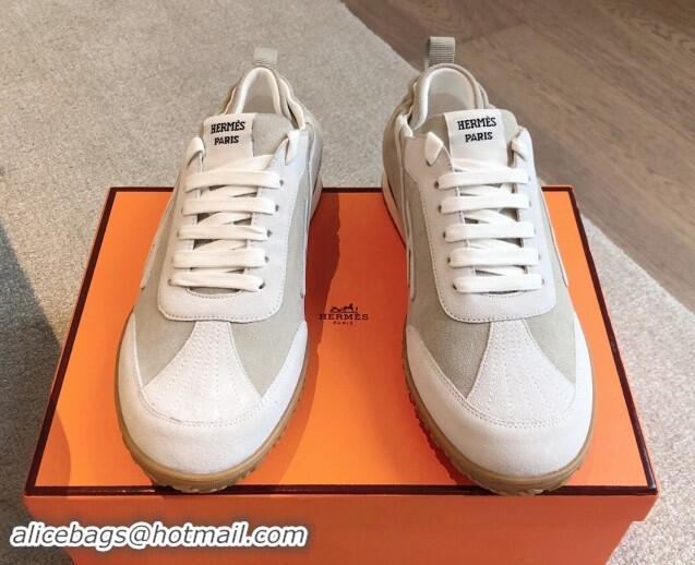 Popular Style Hermes Jet Sneakers in Suede Grey/White 1008088