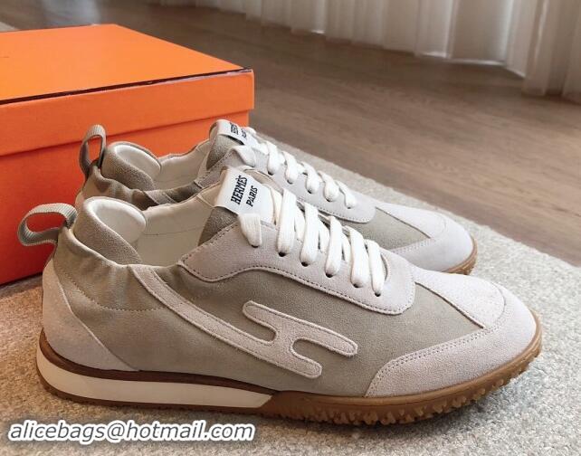 Popular Style Hermes Jet Sneakers in Suede Grey/White 1008088