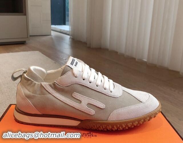 Popular Style Hermes Jet Sneakers in Suede Grey/White 1008088