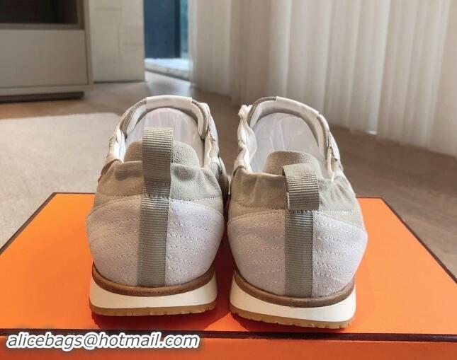 Popular Style Hermes Jet Sneakers in Suede Grey/White 1008088