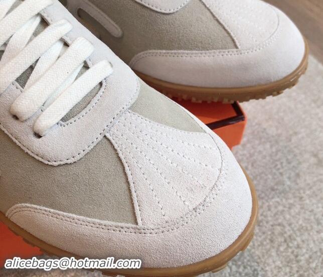 Popular Style Hermes Jet Sneakers in Suede Grey/White 1008088