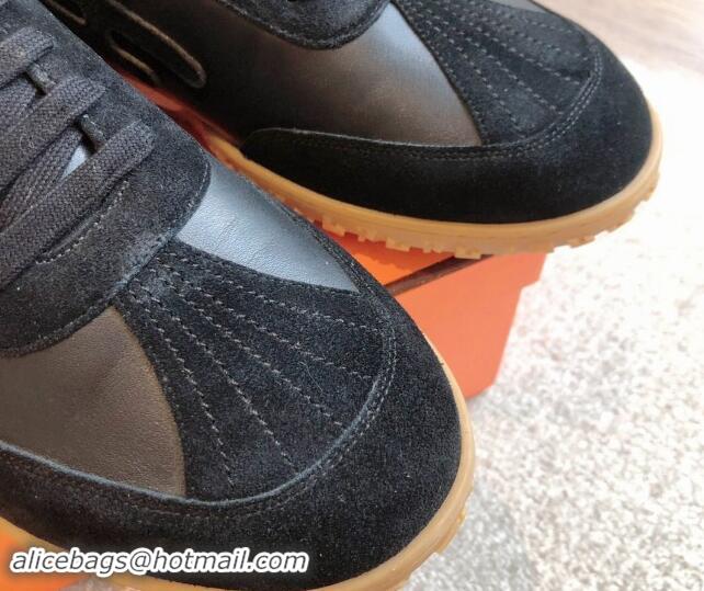 Stylish Hermes Jet Sneakers in Leather and Suede Black 008089