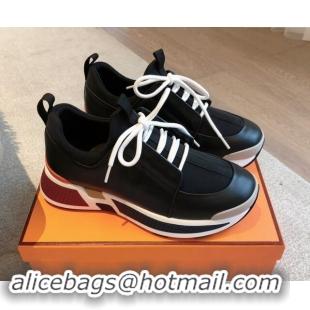 Sumptuous Hermes Just Sneakers in Technical Jersey and Suede Black 1008091