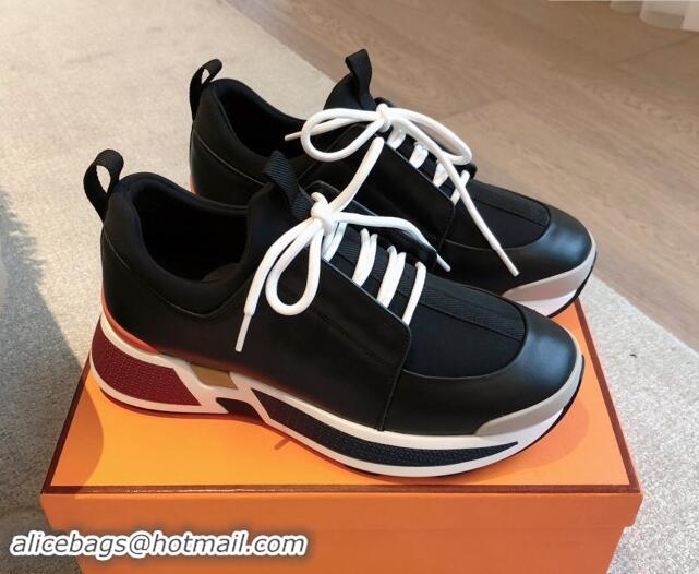 Sumptuous Hermes Just Sneakers in Technical Jersey and Suede Black 1008091