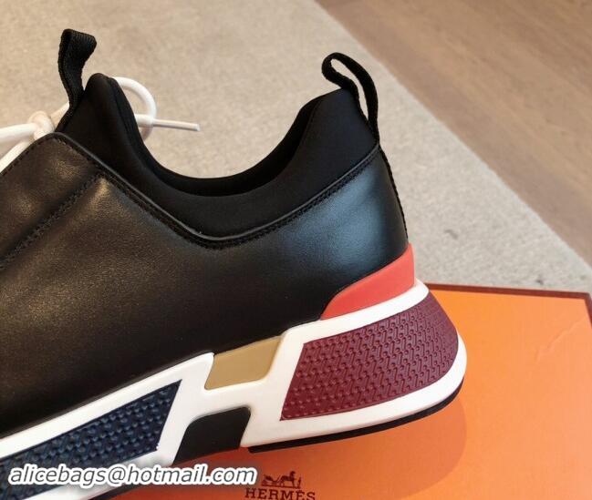 Sumptuous Hermes Just Sneakers in Technical Jersey and Suede Black 1008091