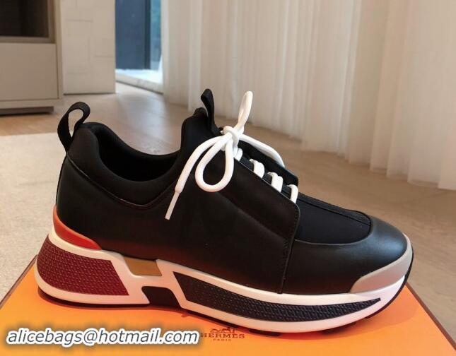 Sumptuous Hermes Just Sneakers in Technical Jersey and Suede Black 1008091