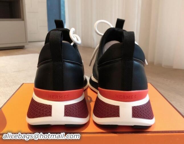 Sumptuous Hermes Just Sneakers in Technical Jersey and Suede Black 1008091