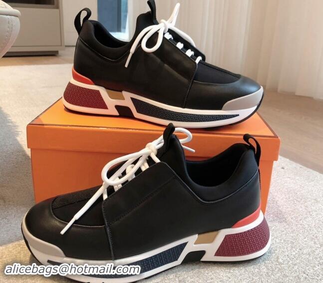 Sumptuous Hermes Just Sneakers in Technical Jersey and Suede Black 1008091