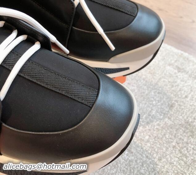 Sumptuous Hermes Just Sneakers in Technical Jersey and Suede Black 1008091