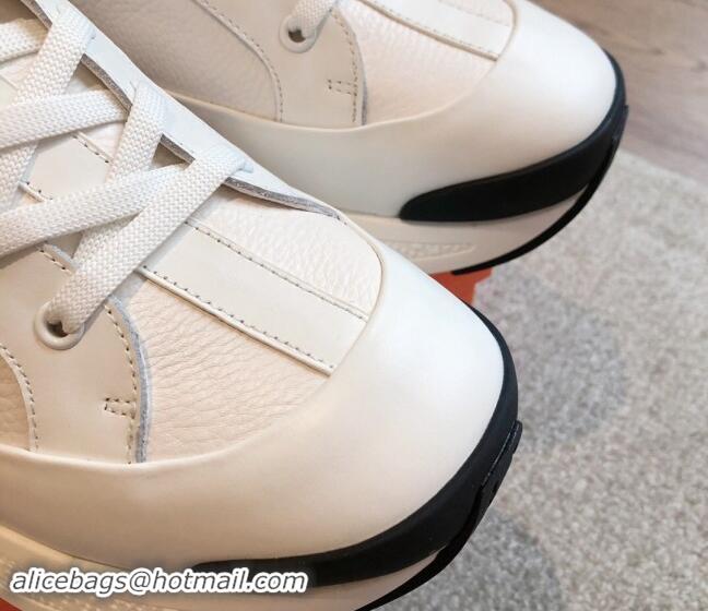 Perfect Hermes Just Sneakers in Grained and Leather White 008093