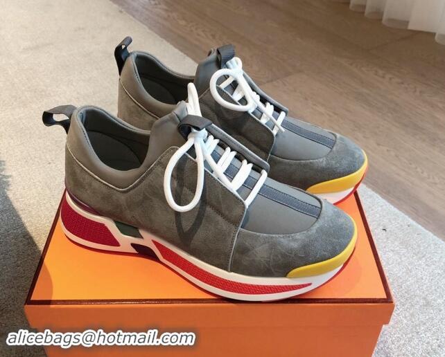 Good Quality Hermes Just Sneakers in Technical Jersey and Suede Dark Grey 1008094