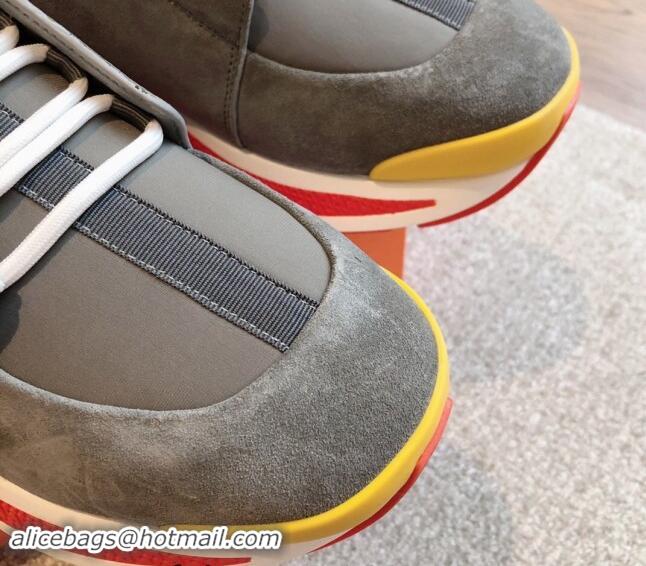 Good Quality Hermes Just Sneakers in Technical Jersey and Suede Dark Grey 1008094