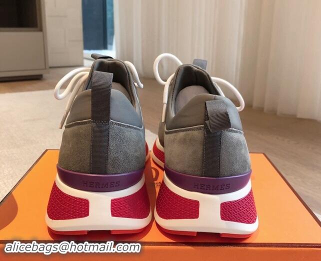 Good Quality Hermes Just Sneakers in Technical Jersey and Suede Dark Grey 1008094