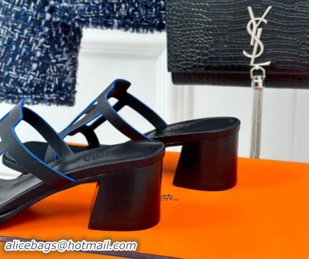 Big Discount Hermes Izzy Heel Slides Sandal 5cm in Grained Calfskin with Contrasting Edges and 