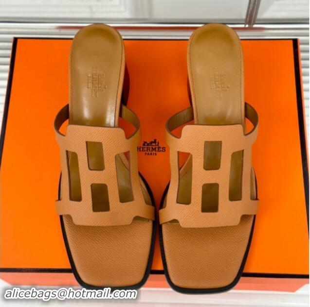 Unique Discount Hermes Izzy Heel Slides Sandal 5cm in Grained Calfskin with Contrasting Edges and 