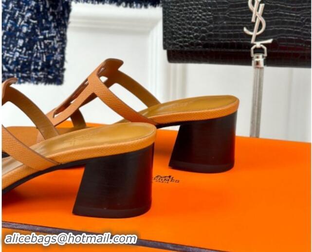 Unique Discount Hermes Izzy Heel Slides Sandal 5cm in Grained Calfskin with Contrasting Edges and 