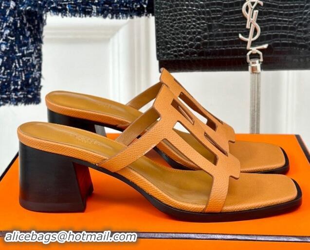 Unique Discount Hermes Izzy Heel Slides Sandal 5cm in Grained Calfskin with Contrasting Edges and 