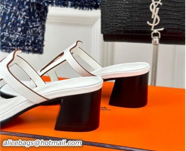 Unique Style Hermes Izzy Heel Slides Sandal 5cm in Calfskin Leather with Contrasting Edges and 