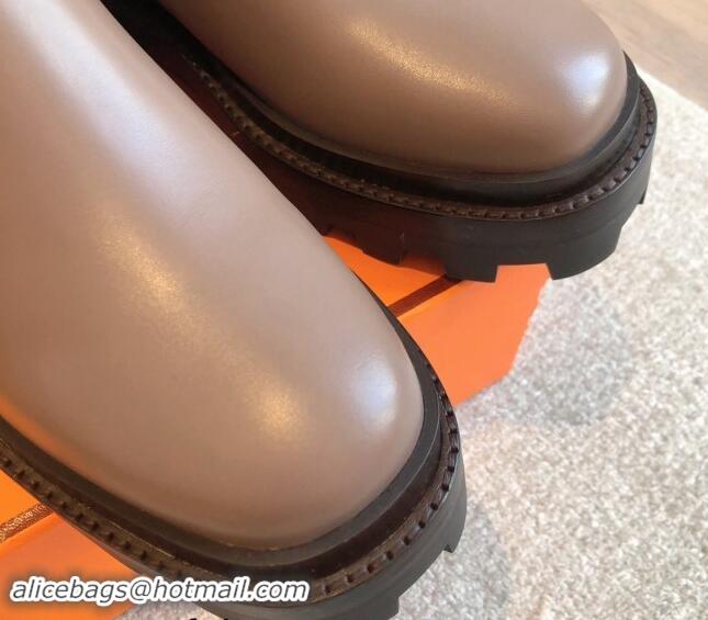 Most Popular Hermes Jaimy Ankle Boots in Calfskin with Double Buckle Grey 1008146