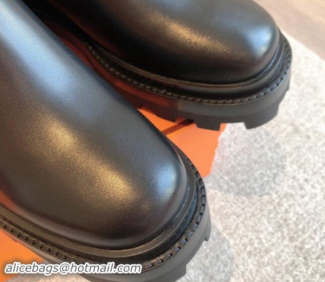 Buy Discount Hermes Jaimy Ankle Boots in Calfskin with Double Buckle Black 1008147