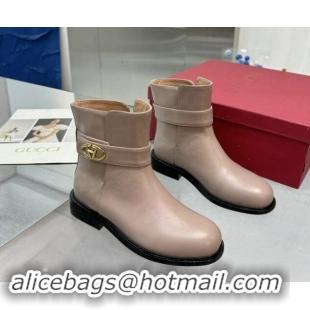 Trendy Design Valentino VLogo Locker Calfskin Leather Ankle Boots 3cm Heel Powder Pink 1009008