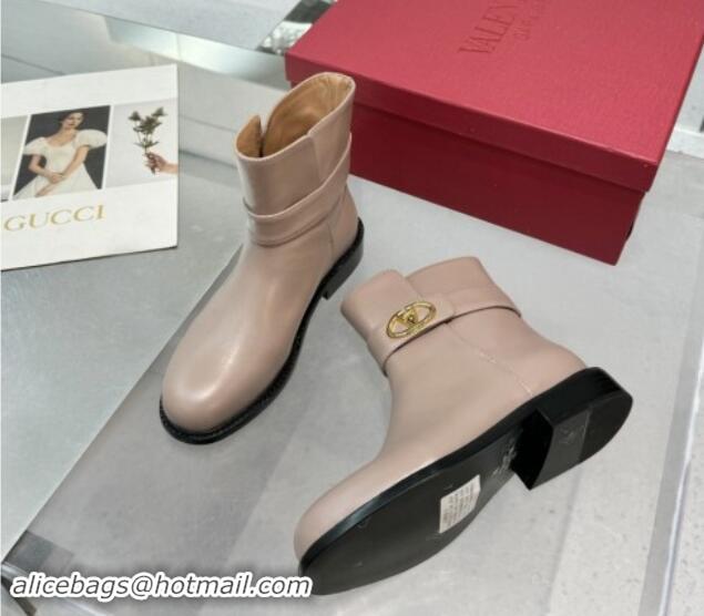 Trendy Design Valentino VLogo Locker Calfskin Leather Ankle Boots 3cm Heel Powder Pink 1009008