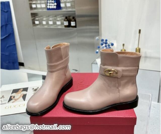 Trendy Design Valentino VLogo Locker Calfskin Leather Ankle Boots 3cm Heel Powder Pink 1009008