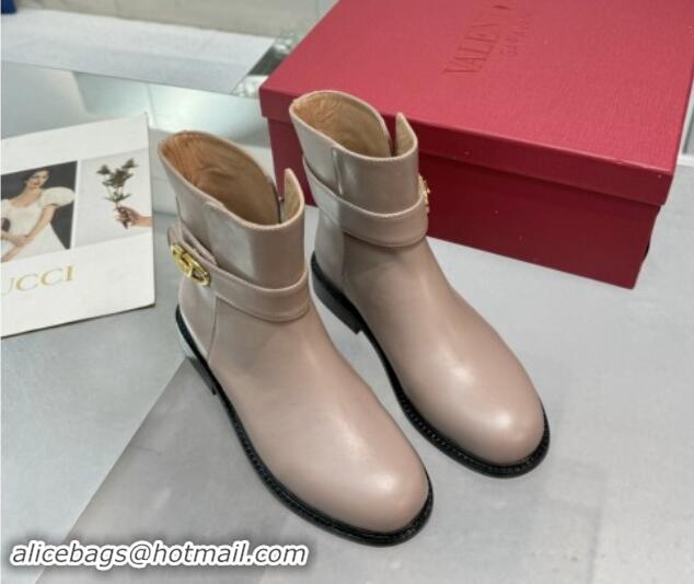 Trendy Design Valentino VLogo Locker Calfskin Leather Ankle Boots 3cm Heel Powder Pink 1009008