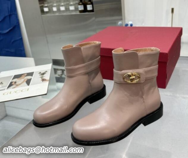 Trendy Design Valentino VLogo Locker Calfskin Leather Ankle Boots 3cm Heel Powder Pink 1009008