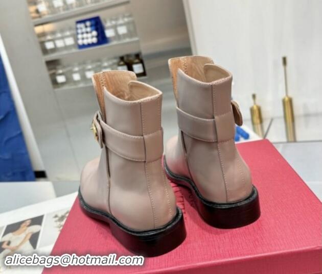 Trendy Design Valentino VLogo Locker Calfskin Leather Ankle Boots 3cm Heel Powder Pink 1009008