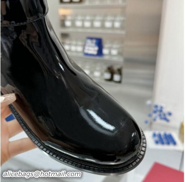 Purchase Valentino VLogo Locker Patent Leather Ankle Boots 3cm Heel Black 1009013