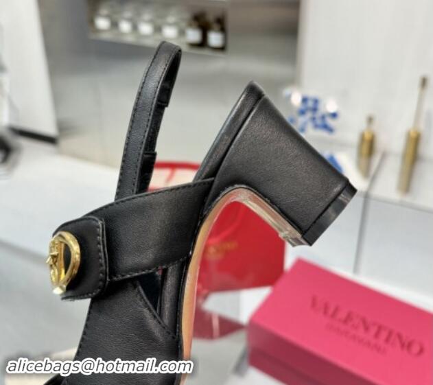 Grade Quality Valentino VLogo Locker Mary-Janes Slingback Pumps 6cm in Calfskin Leather Black 1009025