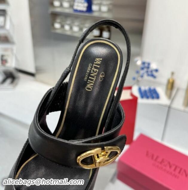 Grade Quality Valentino VLogo Locker Mary-Janes Slingback Pumps 6cm in Calfskin Leather Black 1009025