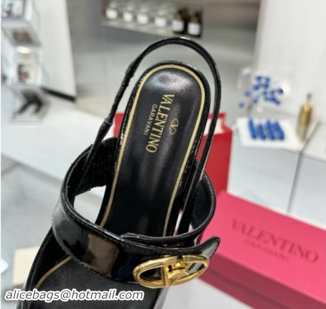 Unique Style Valentino VLogo Locker Mary-Janes Slingback Pumps 6cm in Patent Leather Black 1009031