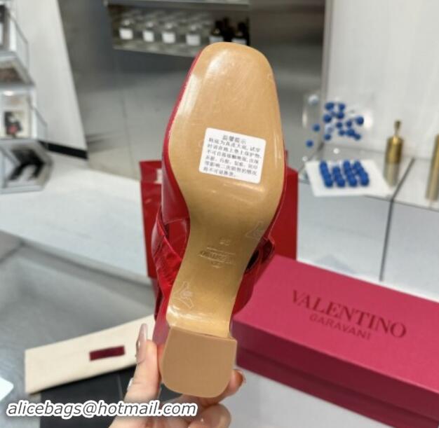 Good Quality Valentino VLogo Locker Mary-Janes Slingback Pumps 6cm in Patent Leather Red 1009033