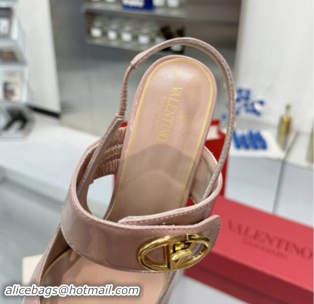 Unique Discount Valentino VLogo Locker Mary-Janes Slingback Pumps 6cm in Patent Leather Dusty Pink 1009034