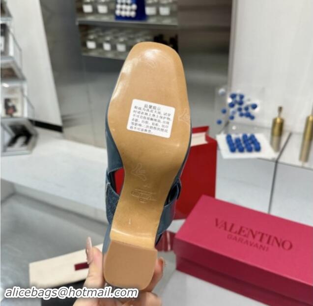 Durable Valentino VLogo Locker Mary-Janes Slingback Pumps 6cm in Patent Leather Blue 1009035