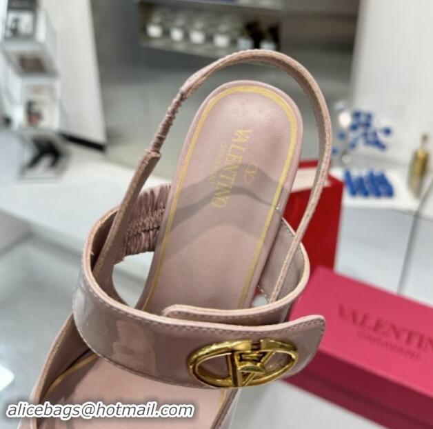 Buy Luxury Valentino VLogo Locker Mary-Janes Slingback Pumps 6cm in Patent Leather Pink 1009036