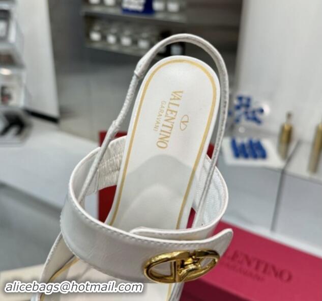 Popular Style Valentino VLogo Locker Mary-Janes Slingback Pumps 6cm in Patent Leather White 1009038