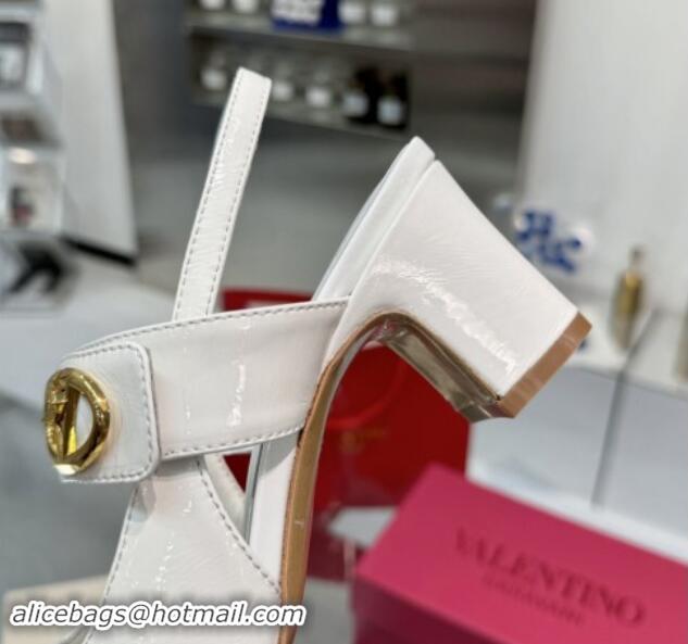 Popular Style Valentino VLogo Locker Mary-Janes Slingback Pumps 6cm in Patent Leather White 1009038